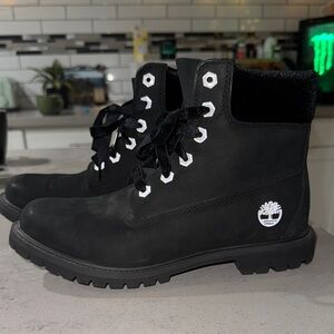 Timberland Black Combat & Moto Boots with Rugged Design and Thick Treaded Sole